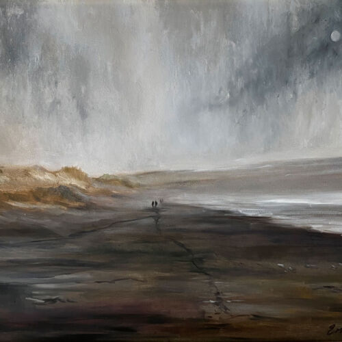 Misty Dawn Irish seascape oil painting