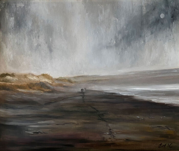 Misty Dawn Irish seascape oil painting