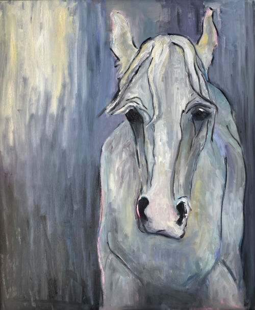 The Old Dame - equine original oil painting