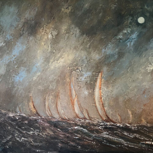 seascape oil painting - All is Well on the High Seas, Let's Go Home Jack