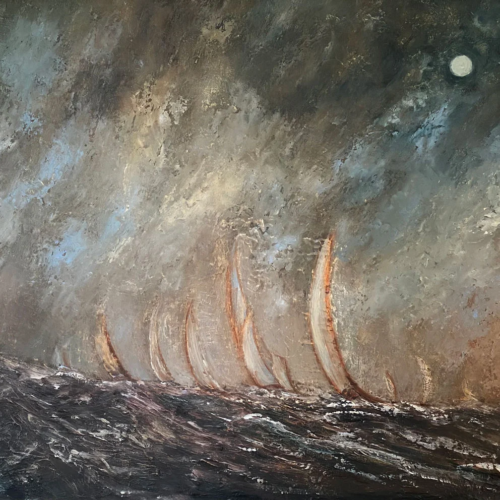 seascape oil painting - All is Well on the High Seas, Let's Go Home Jack
