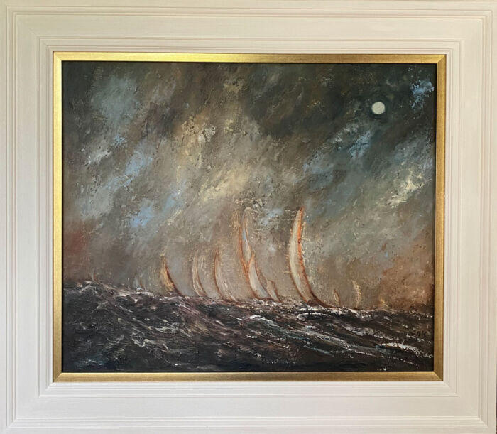 seascape oil painting - All is Well on the High Seas, Let's Go Home Jack