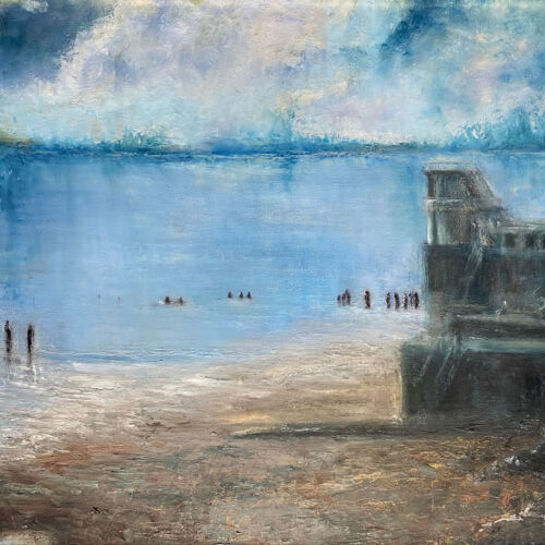 Salthill Galway - Summers evening dip - Irish seascape painting