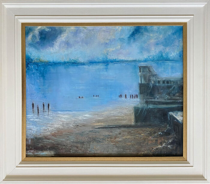 Salthill Galway - Summers evening dip - Irish seascape painting