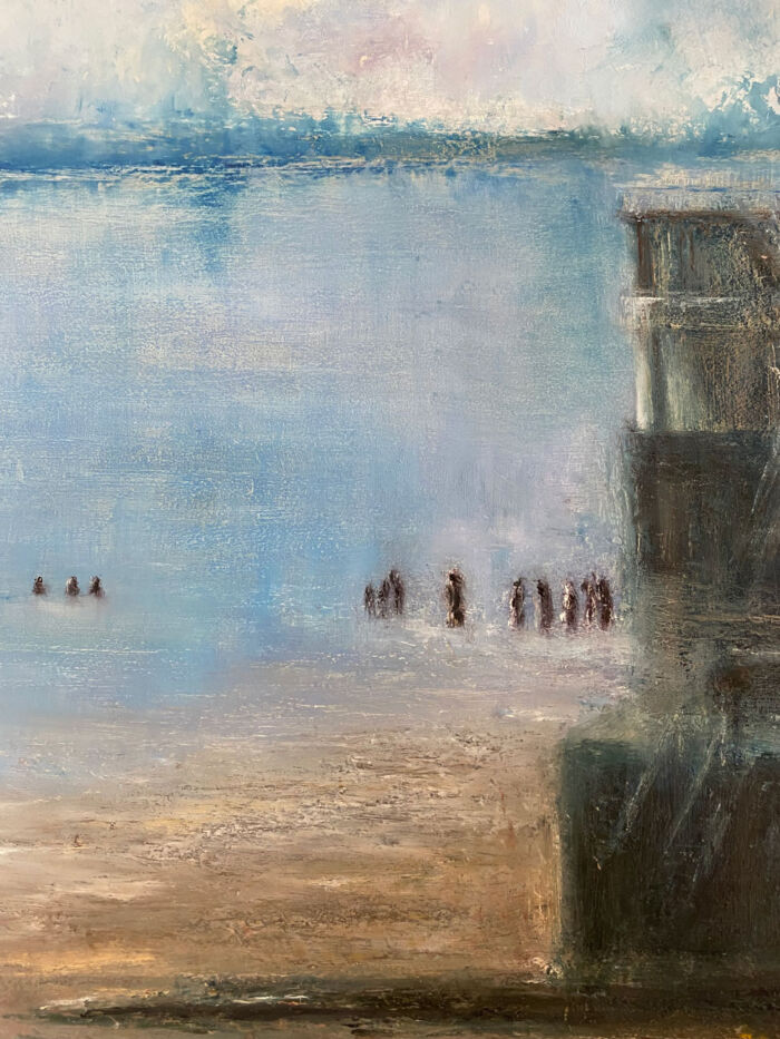 Salthill Galway - Summers evening dip - Irish seascape painting