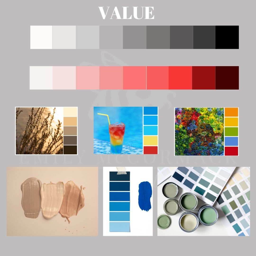 shades on the colour palette value shades on the colour palette value
