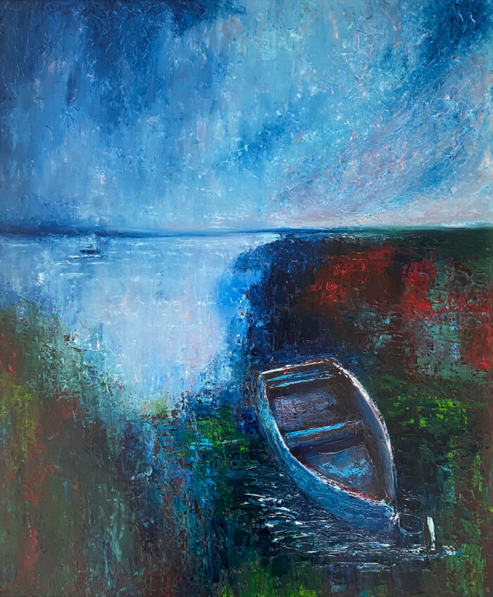 Waiting for the next adventure on Lough Corrib - original oil painting