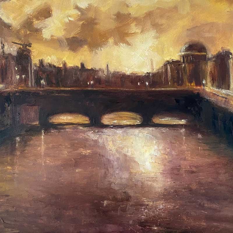 Irish oil paintings for sale Dublin River Liffey