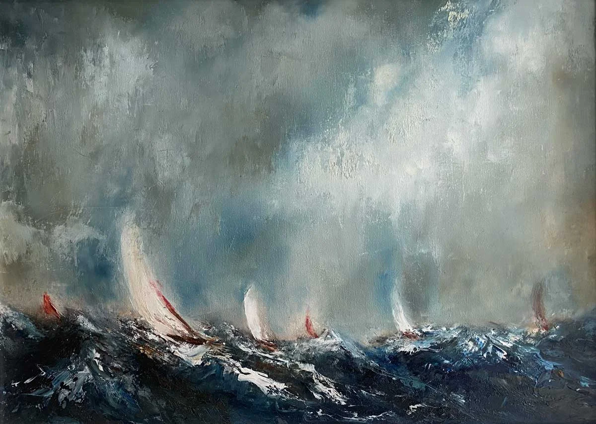 Racing home before the storm – an original oil painting from our affordable art range Racing home before the storm - an original oil painting from our affordable art range by Emily McCormack