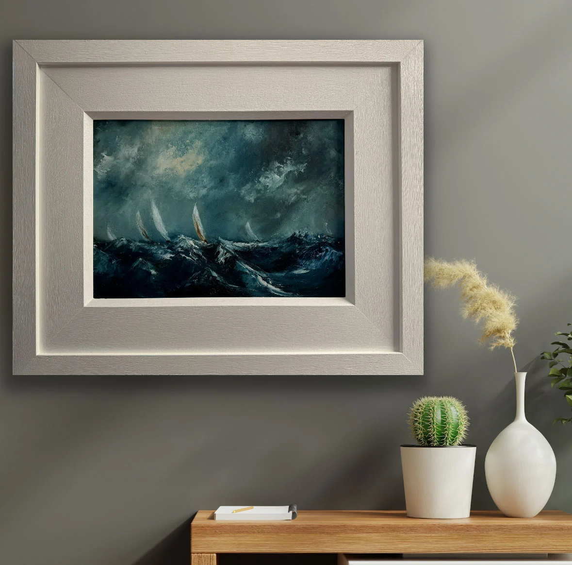 Sailing Against Winters Storm - Original affordable oil painting by Emily McCormack