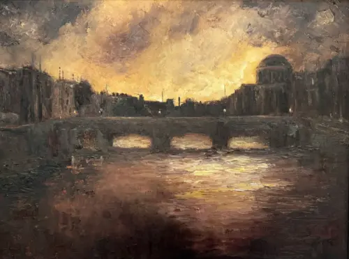 Irish Art by Emily McCormack - Twilight Descends over Dublin's River Liffey by Emily McCormack