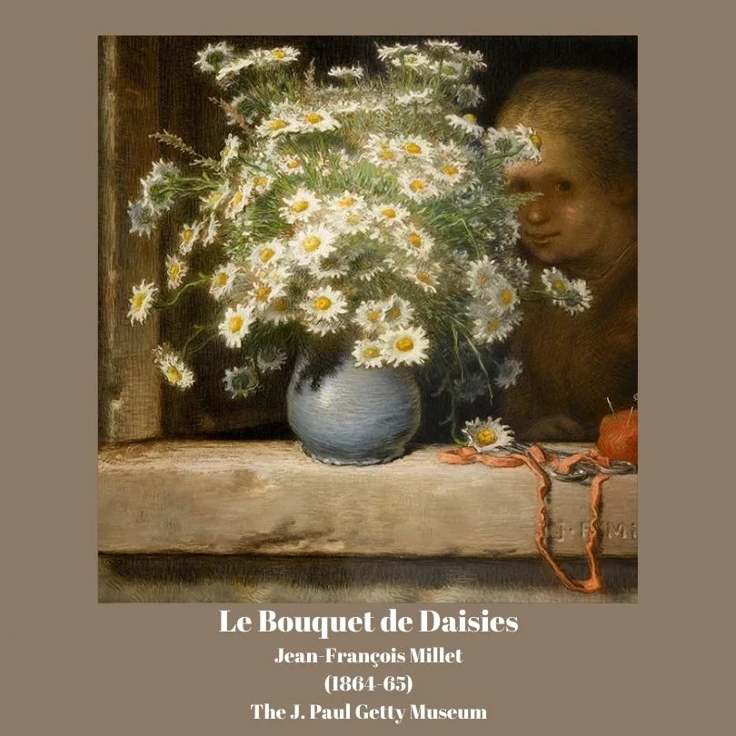 Le Bouquet de Daisies Jean-François Millet Pastel Drawing