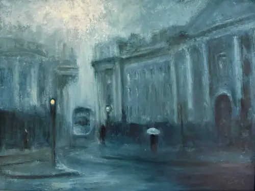 Dublin Dusk Settles on Trinity College - Oil painting of Ireland by Emily McCormack