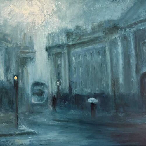 Dublin Dusk Settles on Trinity College - Oil painting of Ireland