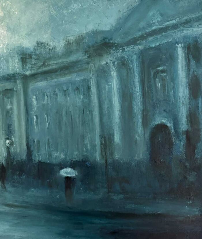 Dublin Dusk Settles on Trinity College - Oil painting of Ireland