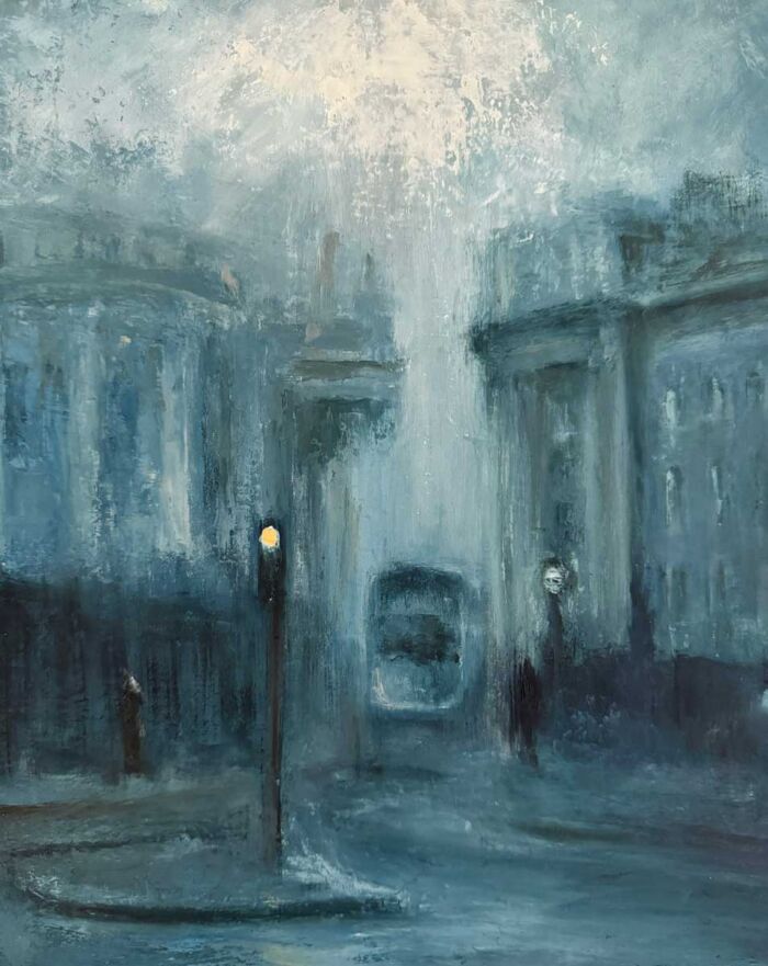 Dublin Dusk Settles on Trinity College - Oil painting of Ireland