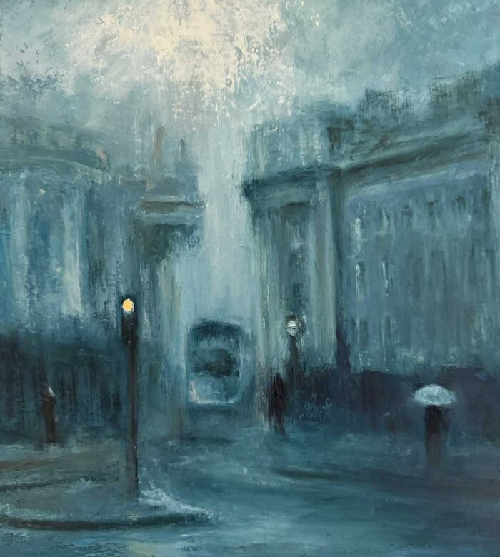 Dublin Dusk Settles on Trinity College - Oil painting of Ireland