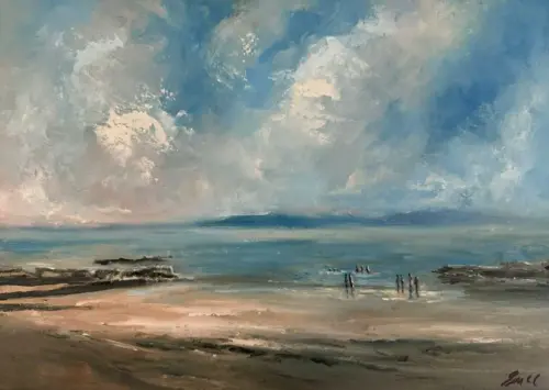 Salthill Galway Wild Atlantic Way - Original seascape oil painting by Emily McCormack