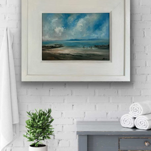 Salthill Galway Wild Atlantic Way - Original seascape oil painting in a bathroom