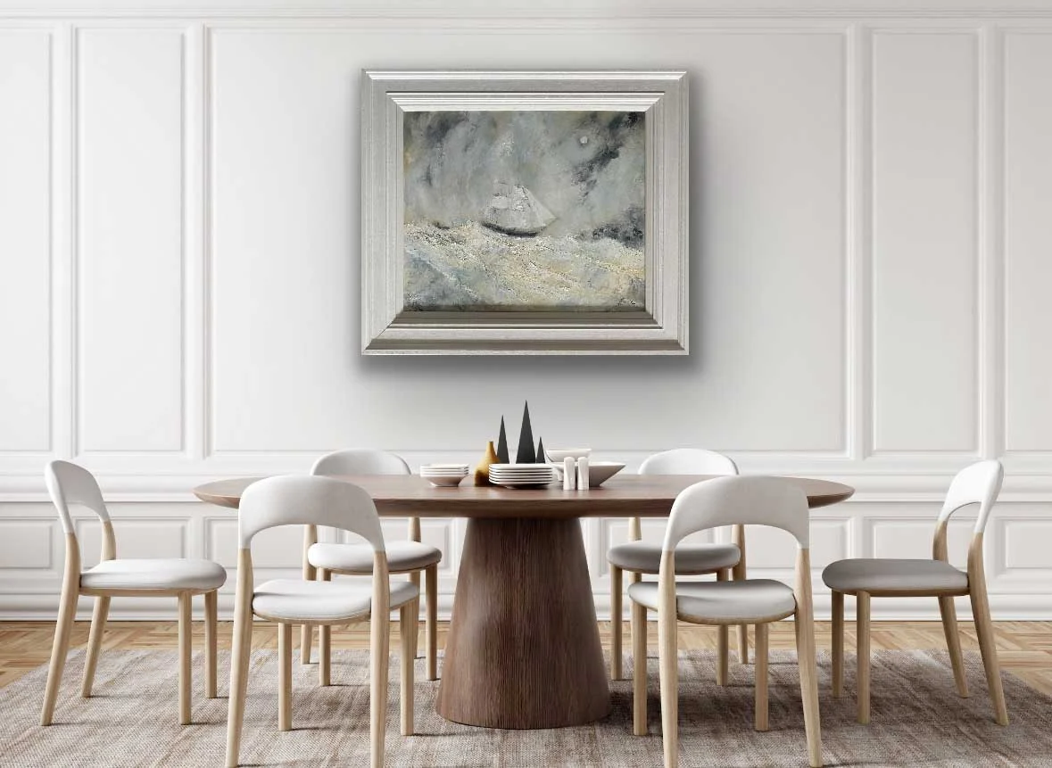Homeward Under The Moonlit Sky - original seascape oil painting by Emily McCormack