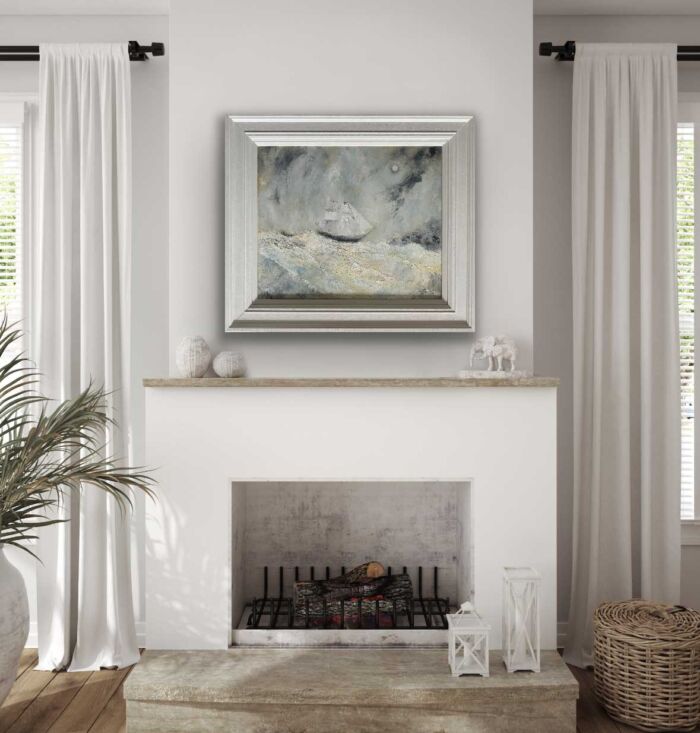 Homeward Under The Moonlit Sky - original seascape oil painting