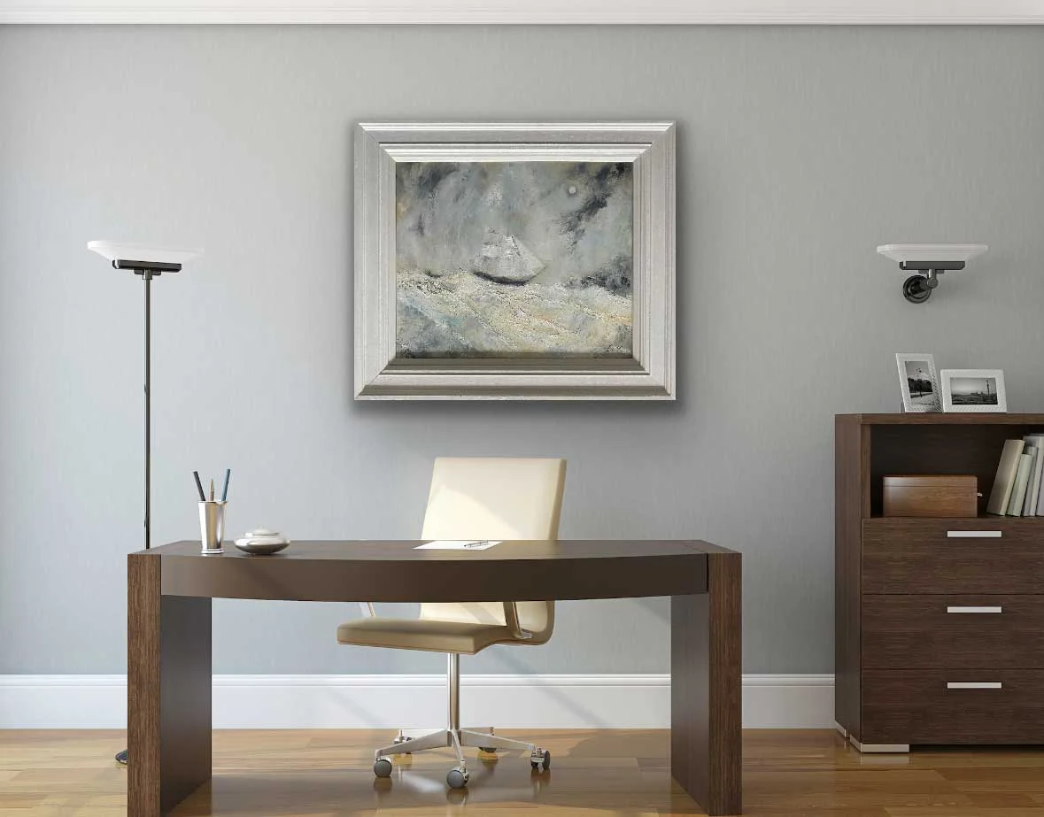 Homeward Under The Moonlit Sky - original seascape oil painting by Emily McCormack