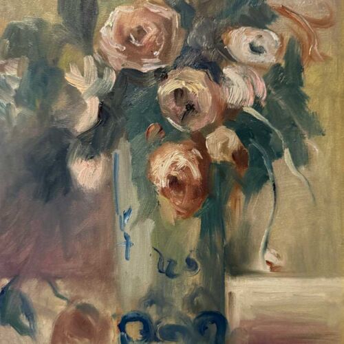 Rose painting - Summer Blush In A Rose Original Oil Painting
