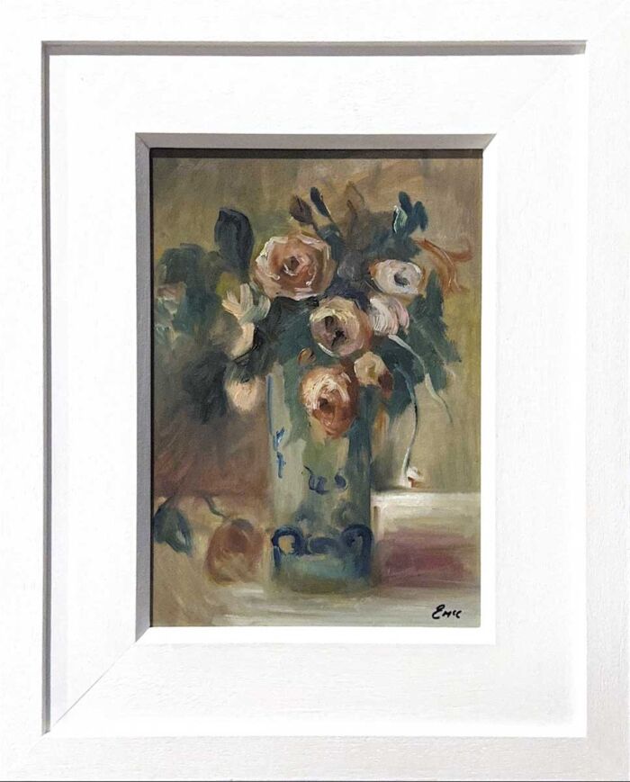 Rose painting - Summer Blush In A Rose Original Oil Painting