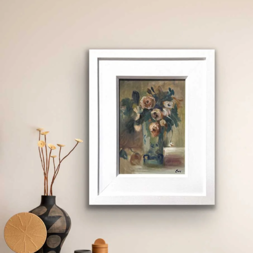 Rose painting - Summer Blush In A Rose Original Oil Painting