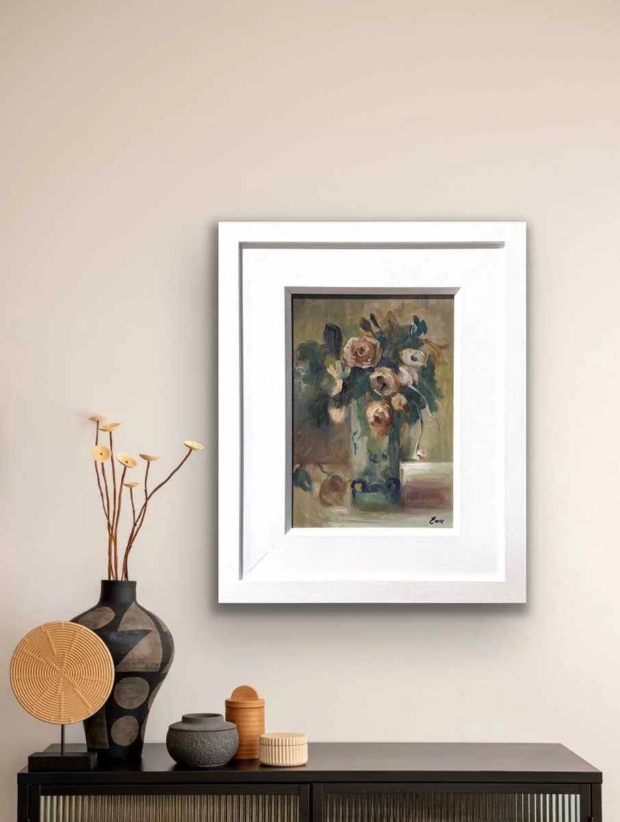 Rose painting - Summer Blush In A Rose Original Oil Painting