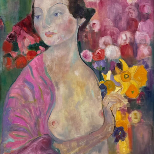 Contemplation after Klimt - figurative painting