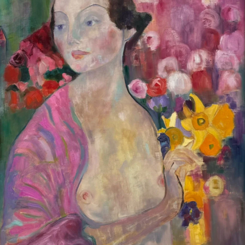 Contemplation after Klimt - figurative painting