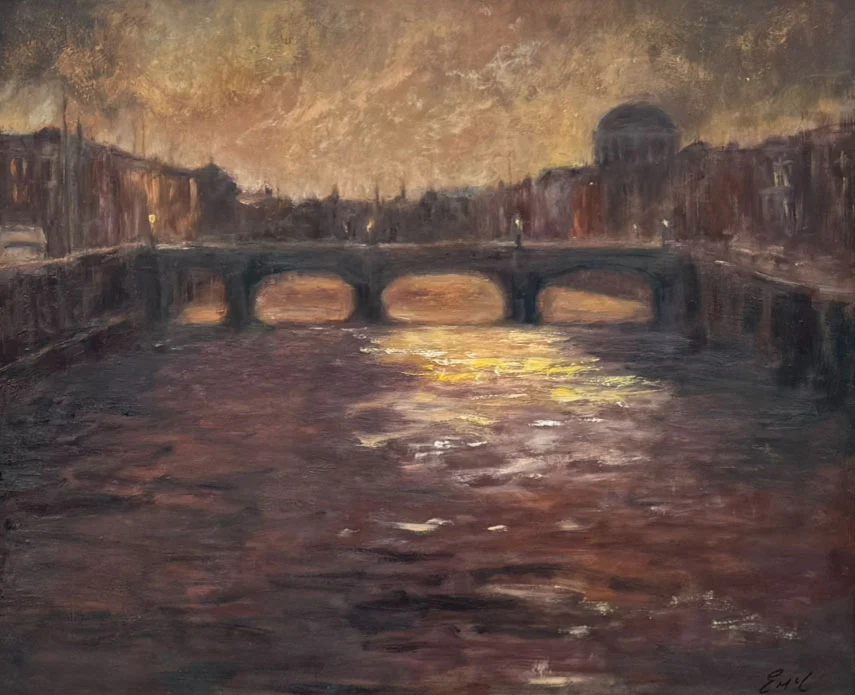 Dublin, as evening makes her appearance - original oil painting of Ireland by Emily McCormack