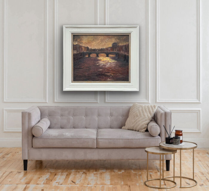 Dublin, as evening makes her appearance - original oil painting of Ireland