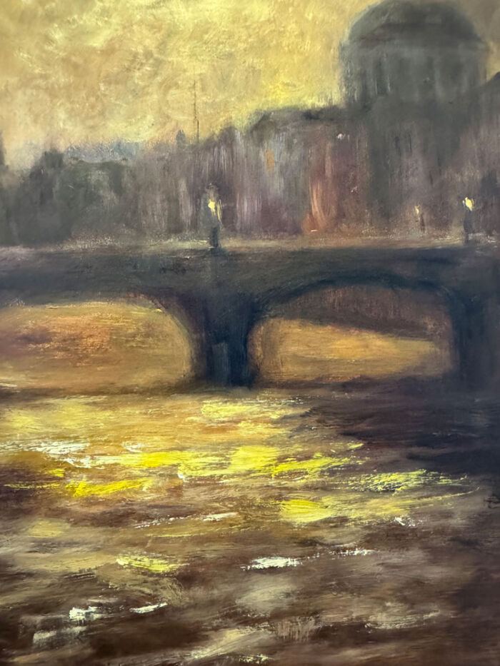 Dublin, as evening makes her appearance - original oil painting of Ireland