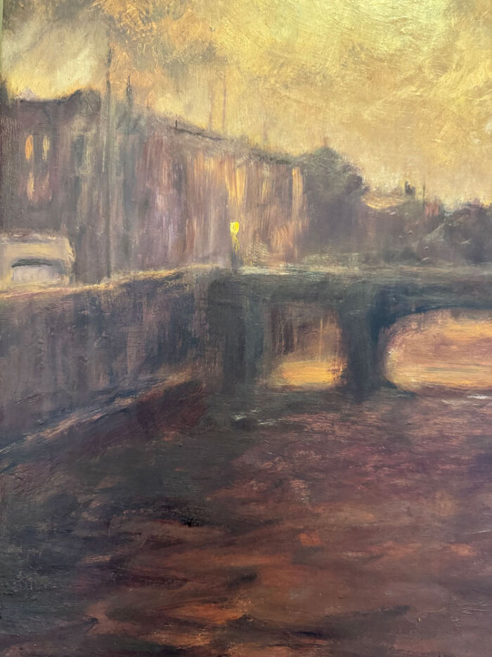 Dublin, as evening makes her appearance - original oil painting of Ireland