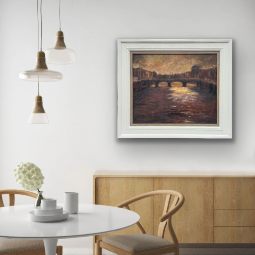 Dublin, as evening makes her appearance - original oil painting of Ireland