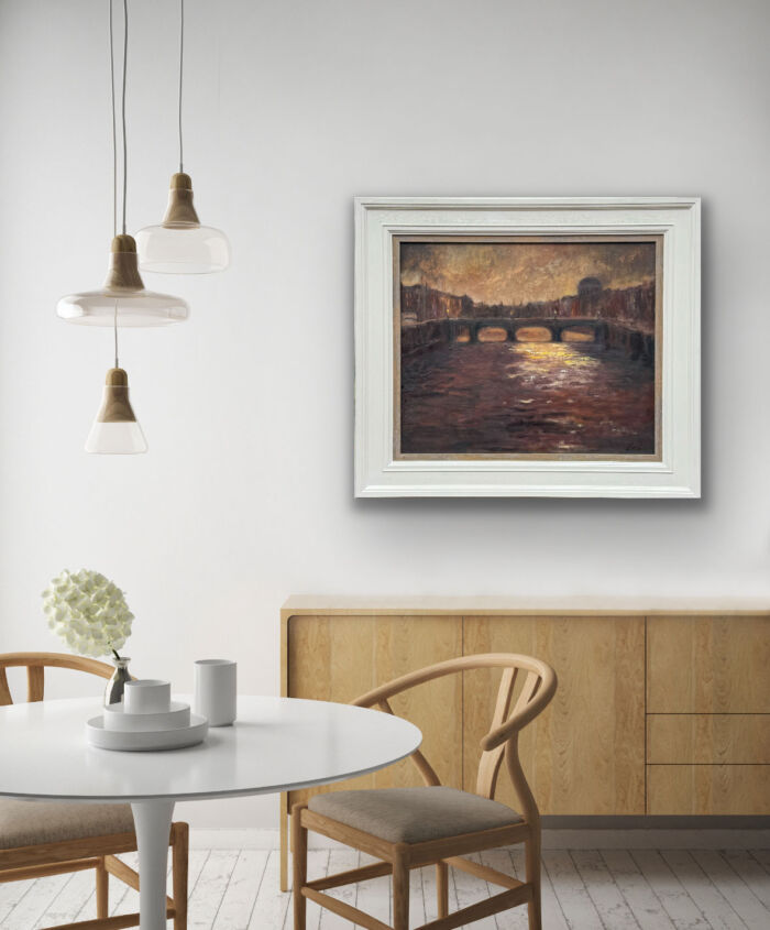 Dublin, as evening makes her appearance - original oil painting of Ireland