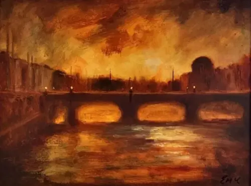 Dublin painting - As the evening gathers in - Original oil painting by Emily McCormack