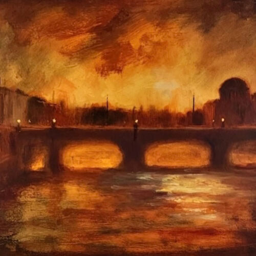 Dublin painting - As the evening gathers in - Original oil painting