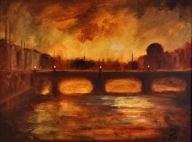 Dublin painting - As the evening gathers in - Original oil painting by Emily McCormack