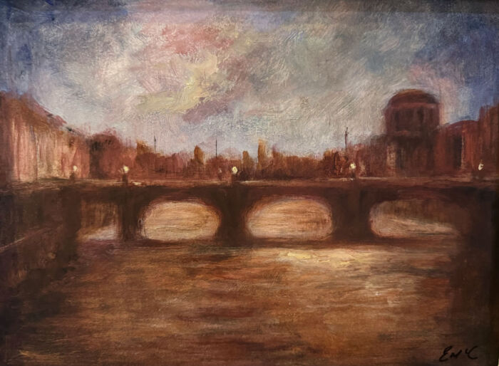 Dublin summer in the city. Original oil painting