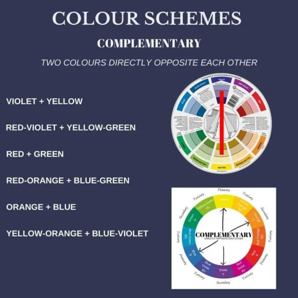 complementary colour schemes using rear of colour wheel complementary colour schemes using rear of colour wheel