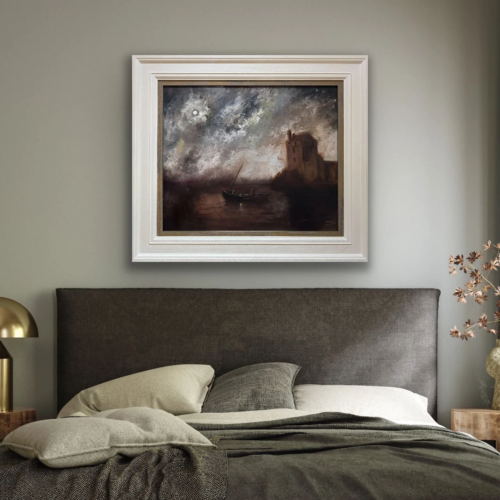 Fishing in the Moonlit Waters of Galway Bay and Dunguaire Castle - Original Irish Oil Painting