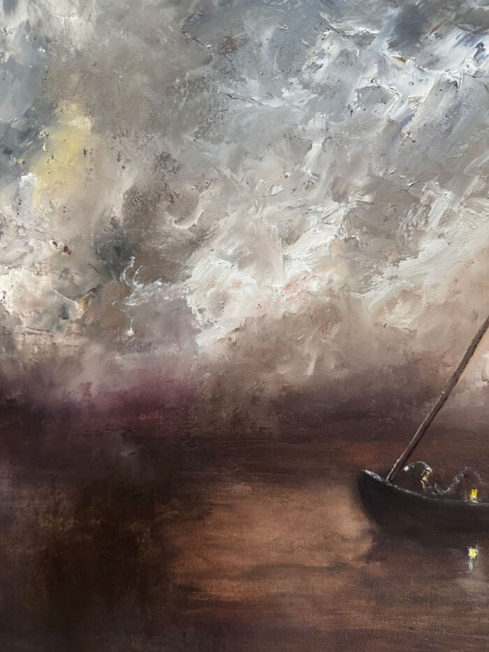 Fishing in the Moonlit Waters of Galway Bay and Dunguaire Castle - Original Irish Oil Painting