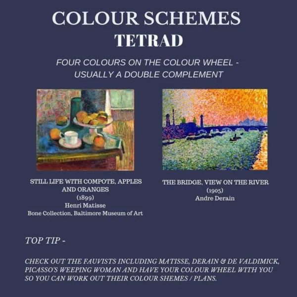 Tetrad four colours on the colour wheel Tetrad four colours on the colour wheel