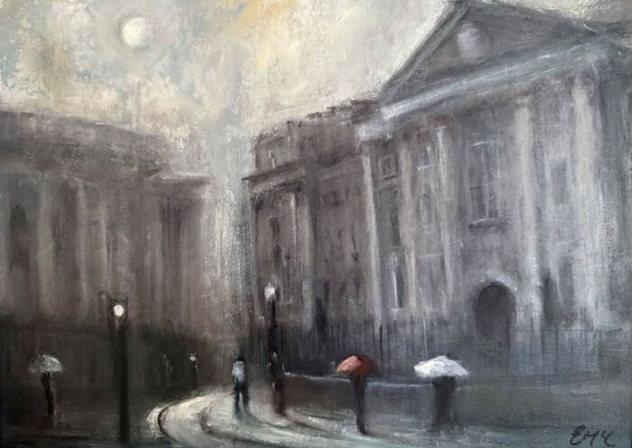 Memories of College Days in Trinity, Dublin - Cityscape painting