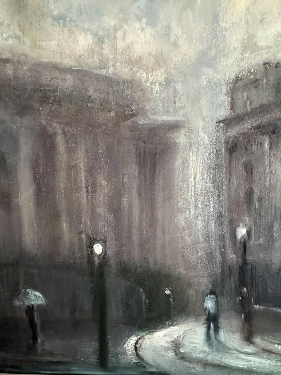Memories of College Days in Trinity, Dublin - Cityscape painting - Painting by Irish artist Emily McCormack
