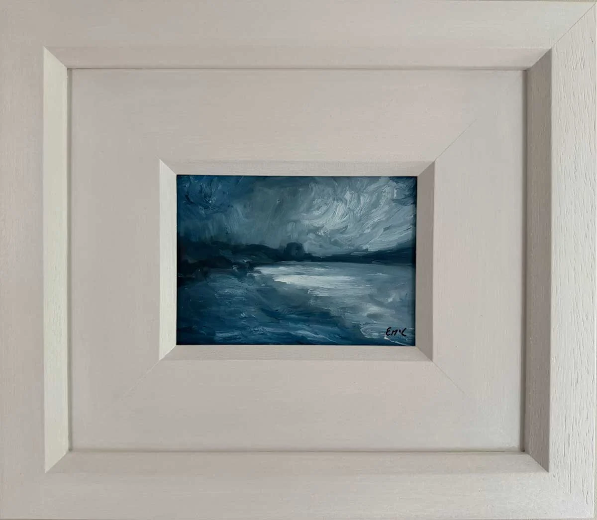 Clouds Rolling In North Co. Dublin - Seascape painting in frame - Painting by Irish artist Emily McCormack