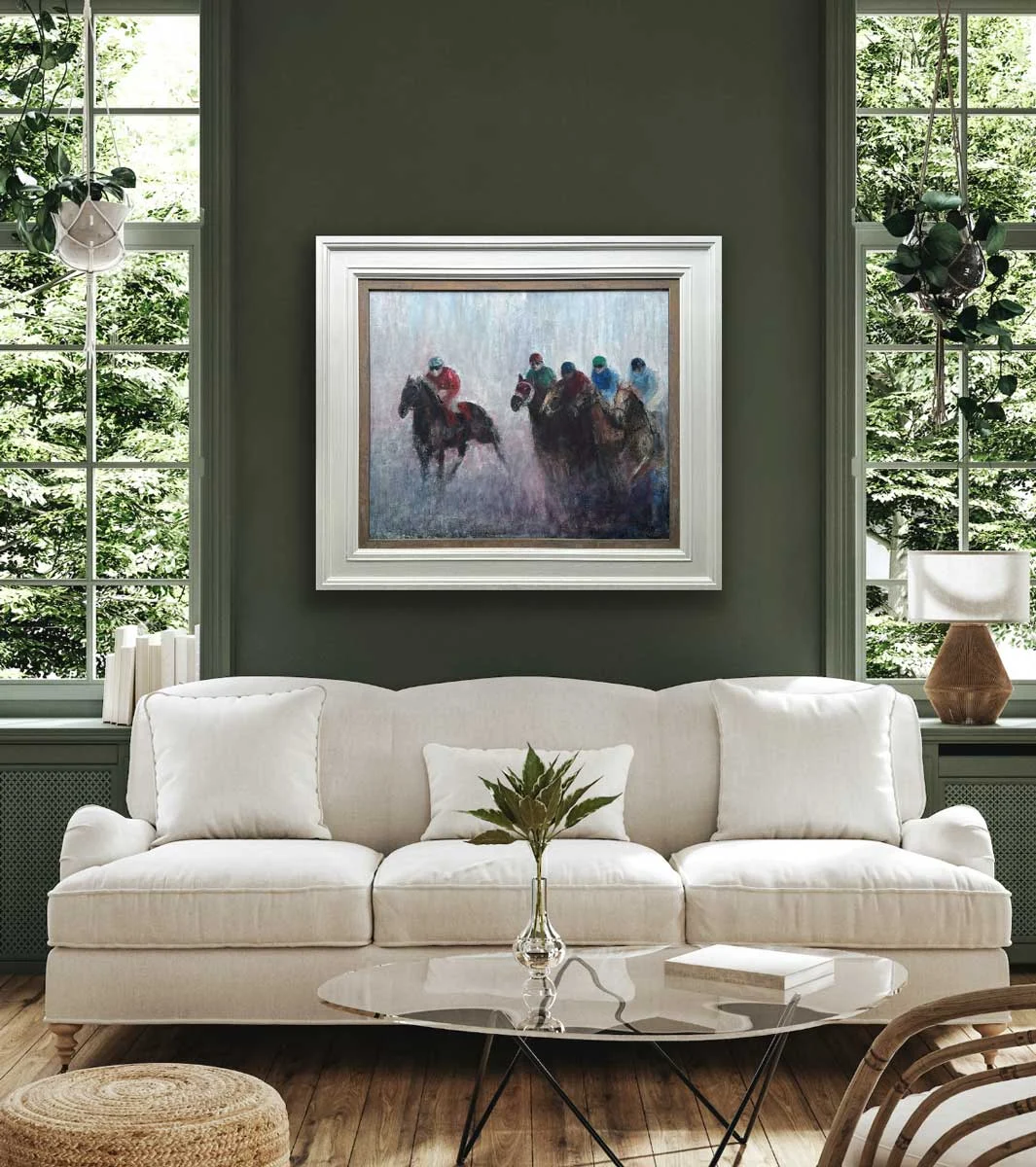Horse Riders Soft Irish Morn - Equine Oil Painting - Painting by Irish artist Emily McCormack